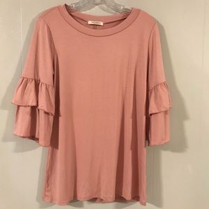Boutique Light Pink Ruffle Sleeve Too